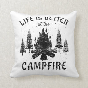 Coussin Camping - La Vie Est Meilleure Par Le Feu De Campa