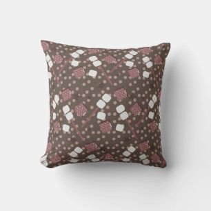 Coussin Camping Smores Marshmallows Biscuits Feu de camp