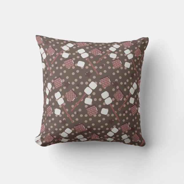 Coussin Camping Smores Marshmallows Biscuits Feu de camp (Recto)