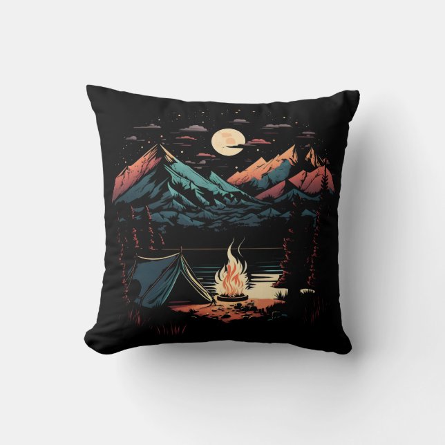 Coussin Camping Sous La Lune (Recto)
