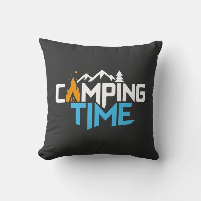 Coussin Camping Time, Découvrez la beauté de la nature (Recto)