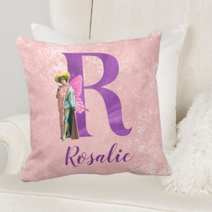 Coussin Camping violet Shimmer Illustré Lettre R
