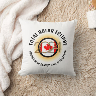 Coussin CANADA Drapeau 2024 TOTAL SOLAR ECLIPSE Souvenir