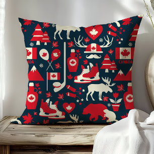 Coussin Canada Motif canadien de l'orignal d'hiver de Noël