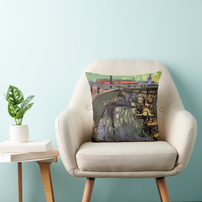 Coussin Canal avec des femmes lavant par Vincent van Gogh (Chaise)