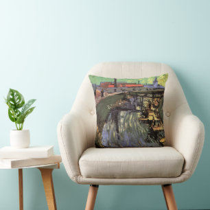 Coussin Canal avec femmes Laver par Vincent van Gogh