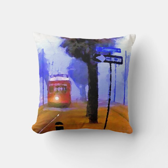Coussin canal Streetcar brouillard matin (Recto)