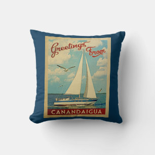 Coussin Canandaigua Sailboat Vintage voyage New York