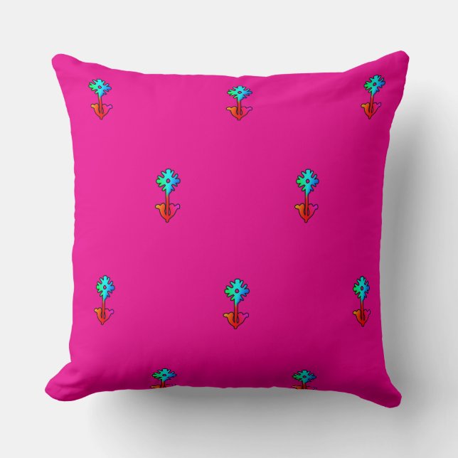 Coussin Canapé Blue Flower à accent rose vif (Recto)
