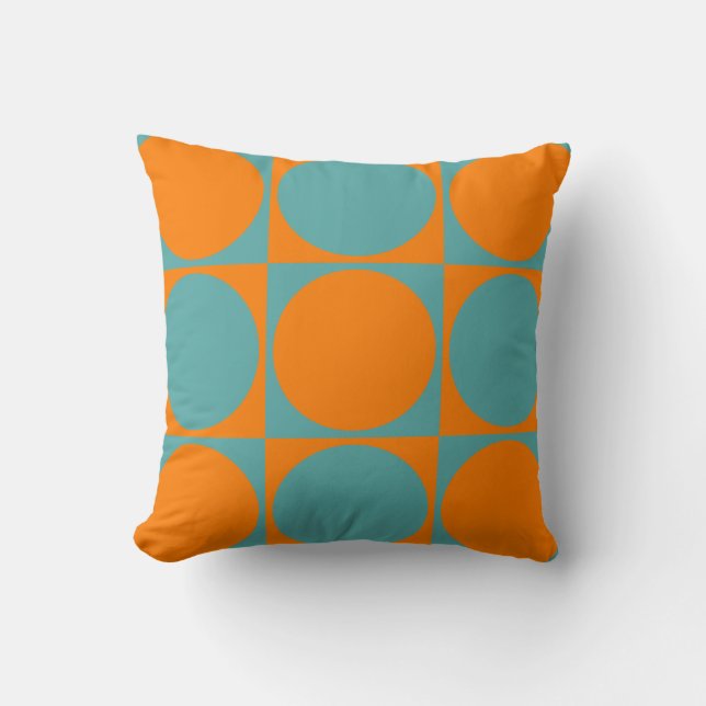Coussin Canapé carré, orange&bleu Carrés&Cercles (Recto)