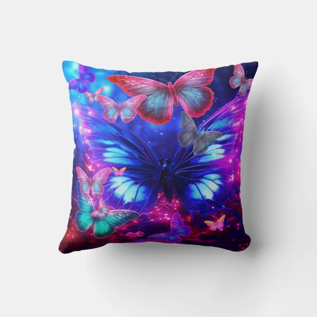 Coussin Canapé-lit papillon bleu clair et vert WOW (Verso)