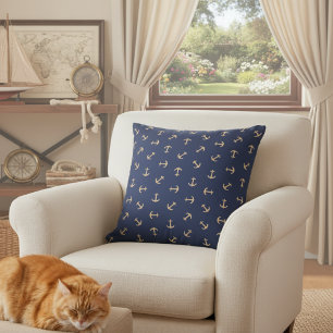 Coussin Canapé-Motif de la Ancre bleue et d'or de la marin