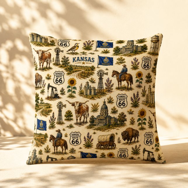 Coussin Canapé Prairie de la Route 66 du Kansas (Créateur téléchargé)