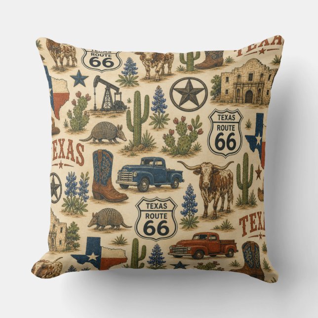 Coussin Canapé Ranch Texas Route 66 (Recto)