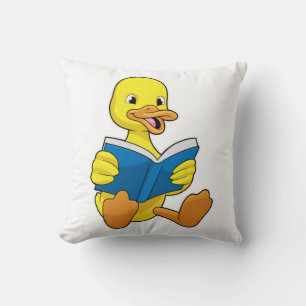 Coussin Canard à la lecture avec livre