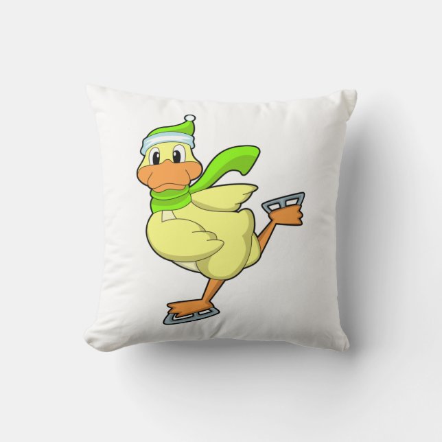 Coussin Canard au patinage sur glace avec patins sur glace (Recto)