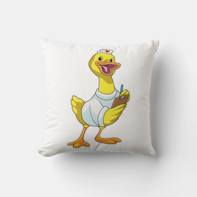 Coussin Canard comme infirmière avec coeur (Recto)