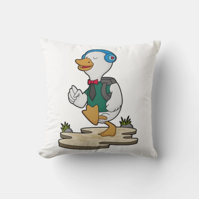 Coussin Canard comme randonneur avec sac à dos (Recto)