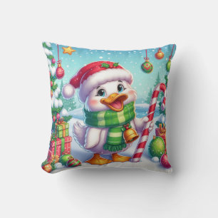 Coussin Canard de Noël coloré mignon