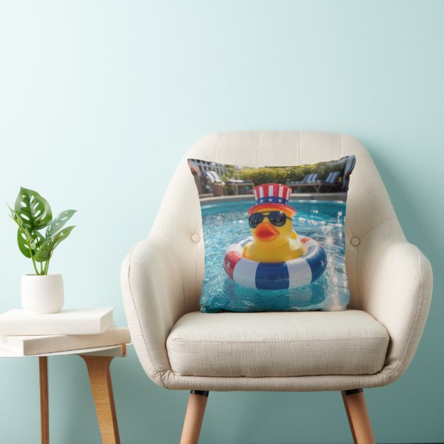 Coussin Canard en caoutchouc patriotique dans une piscine (Chaise)
