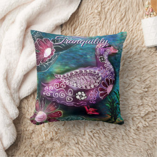 Coussin Canard Floral Fantaisiste Violet Turquoise Personn