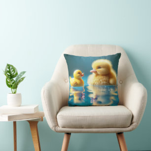 Coussin Canard jaune avec canard en caoutchouc de jouet