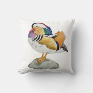 Coussin Canard mandarin à l'aquarelle