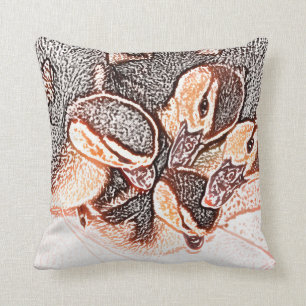 Coussin canard mignon de bébé de croquis de canetons de
