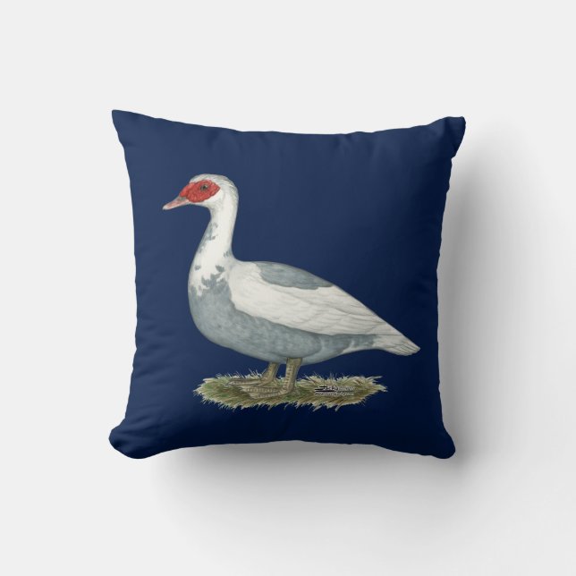 Coussin Canard pie bleu de Muscovy (Recto)