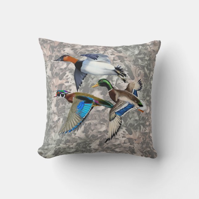 Coussin Canards colverts, canards branchus et canards à do (Recto)
