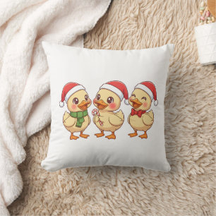 Coussin Canards de Noël Kawaii Mignons   Fêtes de fin d'an
