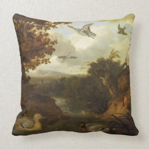 Coussin Canards et d'autres oiseaux au sujet d'un courant