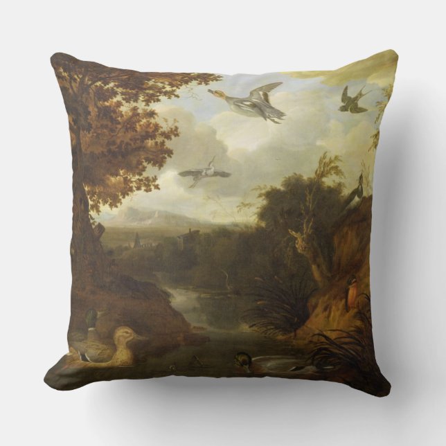 Coussin Canards et d'autres oiseaux au sujet d'un courant (Recto)