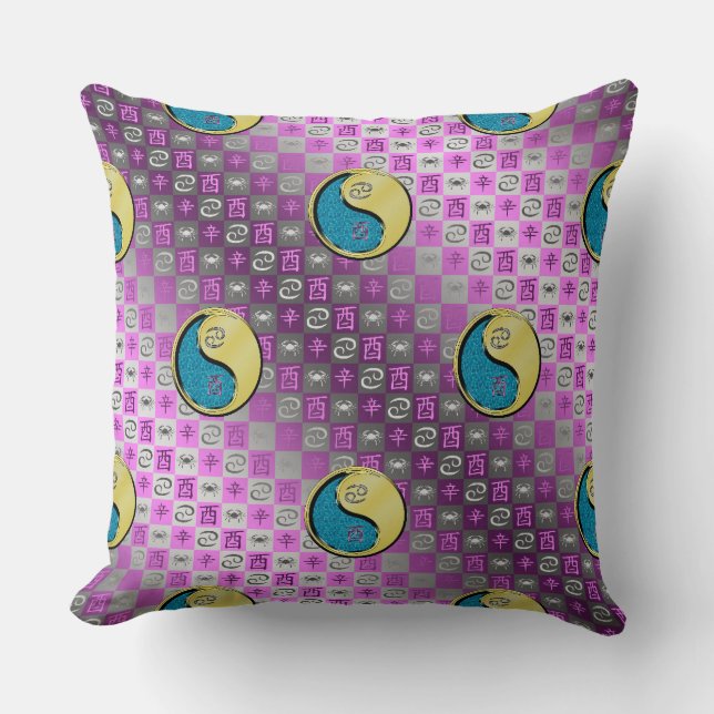 Coussin Cancer & Coq de Métal (Recto)