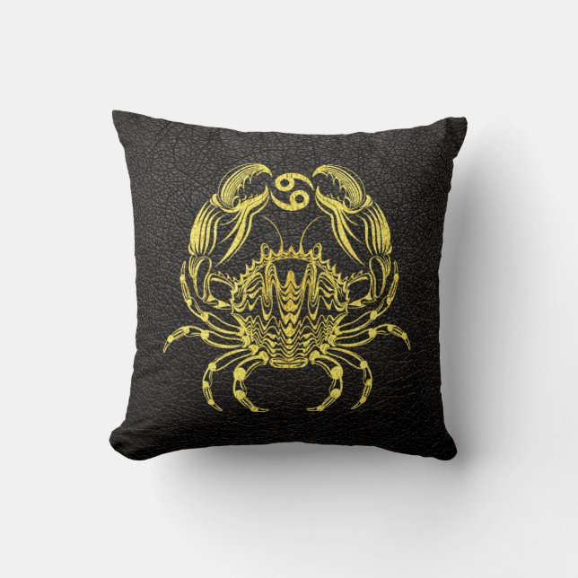 Coussin Cancer Gold sur le cuir (Recto)