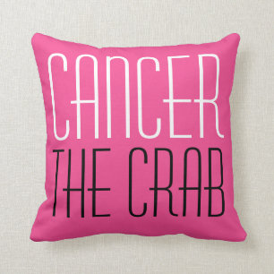 Coussin Cancer Le Crabe Typographie Zodiaque Rose Chaud