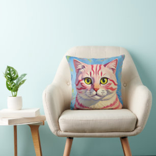 Coussin « Candice » Une Mystique à Rayures Cerise – Portra