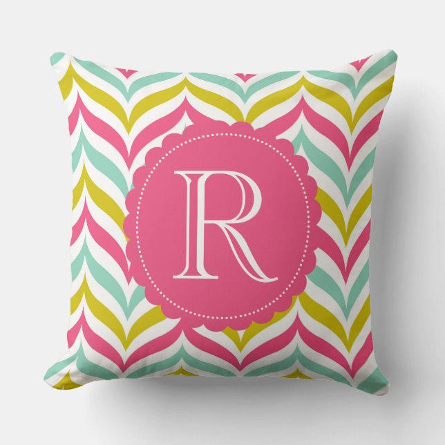 Coussin Candy Colour Chevron Waves Motif Monogramme (Recto)