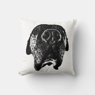 Coussin Cane Corso Dessin à l'encre de la tête
