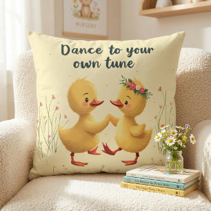 Coussin Canetons dansants mignons avec ambiance printanièr