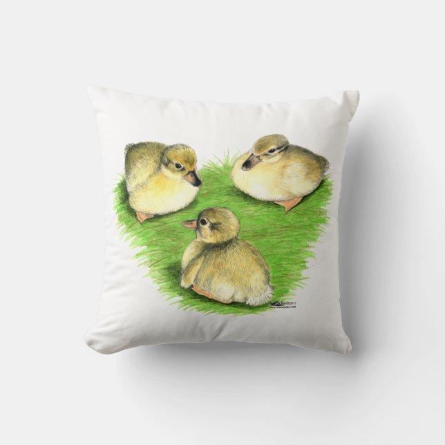 Coussin Canetons de canard colvert enneigés (Recto)
