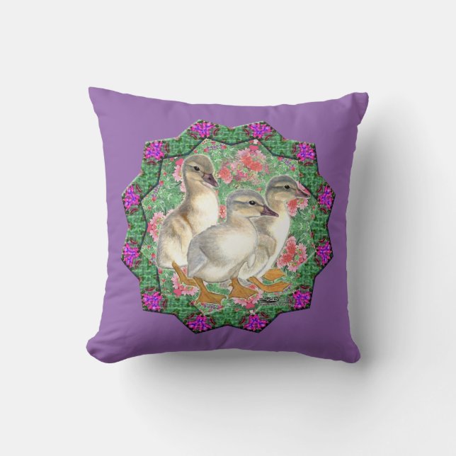 Coussin Canetons et Fleurs (Recto)