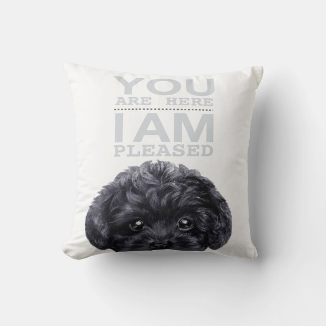 Coussin Caniche de jouet noir avec la typographie (Recto)