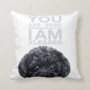 Coussin Caniche de jouet noir avec la typographie