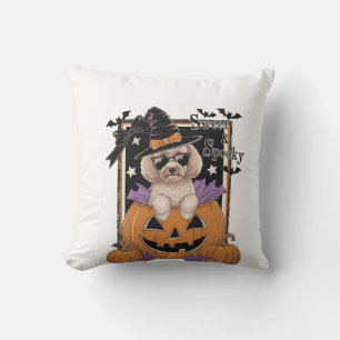 Coussin Caniche et Citrouille doux et effrayants