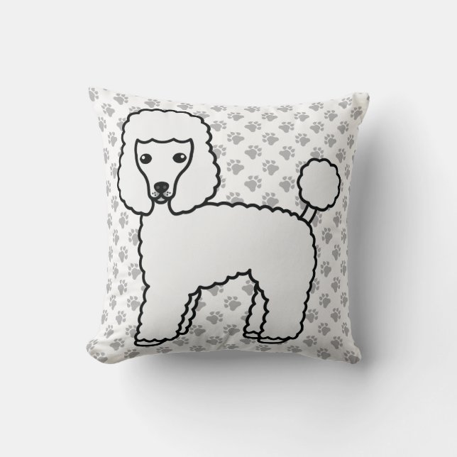 Coussin Caniche jouet blanc Chien de dessin animé mignon (Recto)