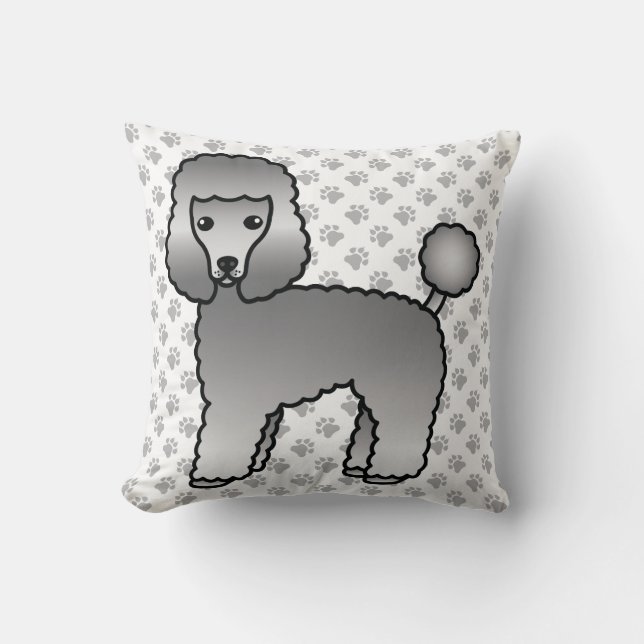 Coussin Caniche jouet gris Chien de dessin animé mignon (Recto)