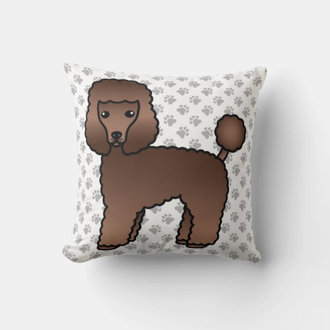 Coussin Caniche jouet marron Chien de dessin animé mignon (Recto)