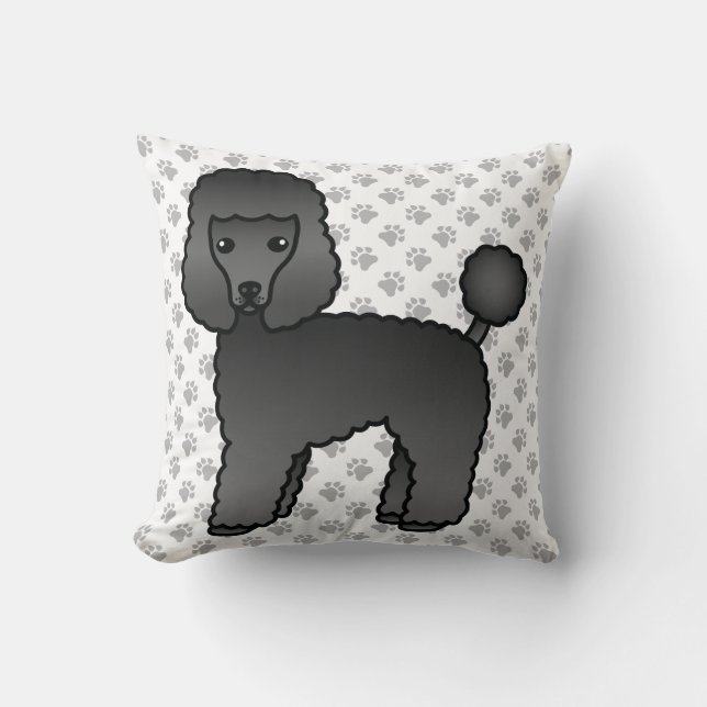 Coussin Caniche jouet noir Chien de dessin animé mignon (Recto)