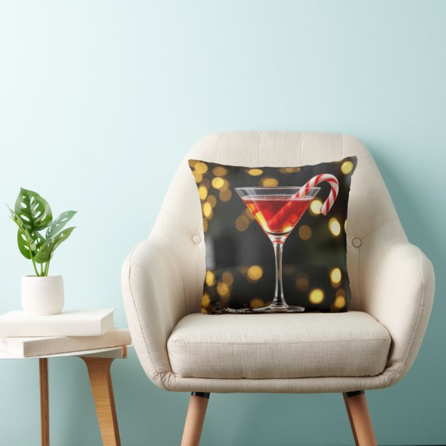 Coussin Canne de Noël dans un cocktail (Chaise)